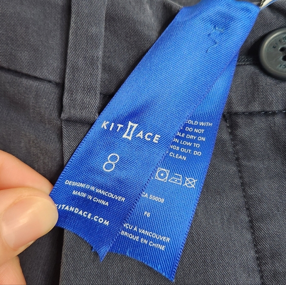 Kit + Ace Navy Blue High Waist Pleated Taper Leg Trouser Pants Size 8 - Picture 12 of 15